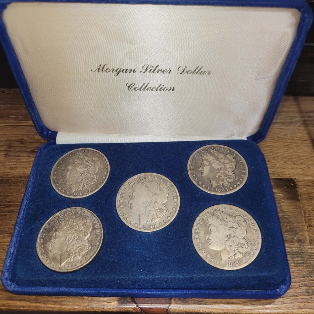 5 Morgan Silver Dollar Coin Collection Set (1880,1882,1883, 1884  1890
